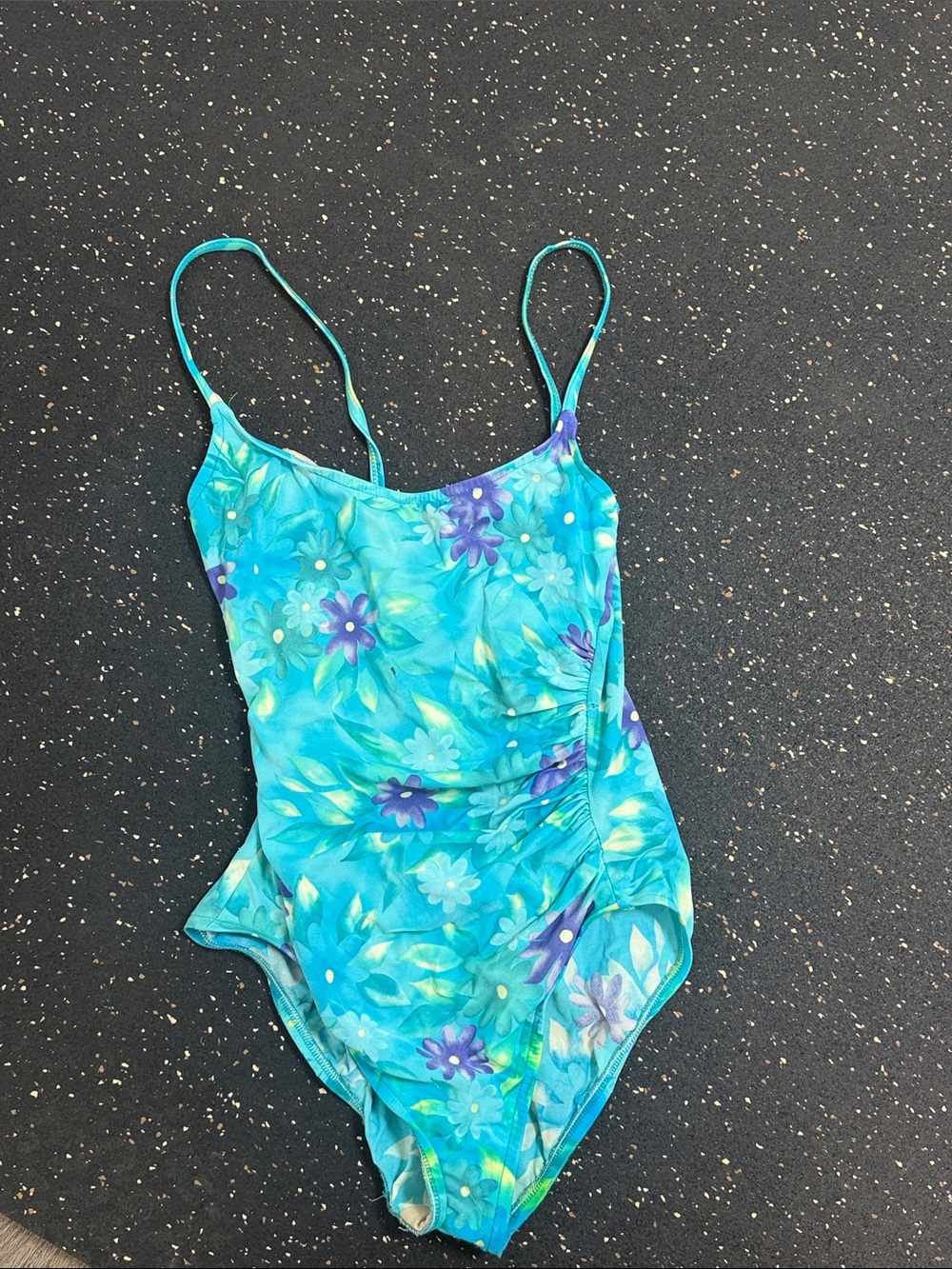 Teal and Purple Floral One Piece Swimsuit